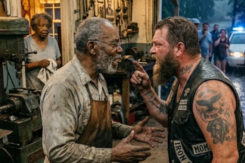 Old Black Mechanic Helps Stranded Bikers in the Rain — What Rolls Into His Shop at Dawn Stuns Him