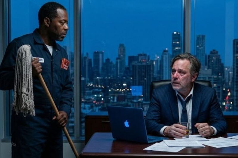 Billionaire Crying in Empty Office After $40M Betrayal — Black Janitor’s 3 Words Saved It All