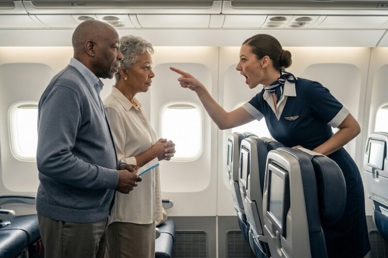 Flight Attendant Refuses Elderly Black Couple First Class, Not Knowing They Own the Airline!