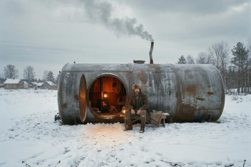 He Sealed an Iron Cylinder and Turned It Into a Home — It Stayed Warm When Every Cabin Froze