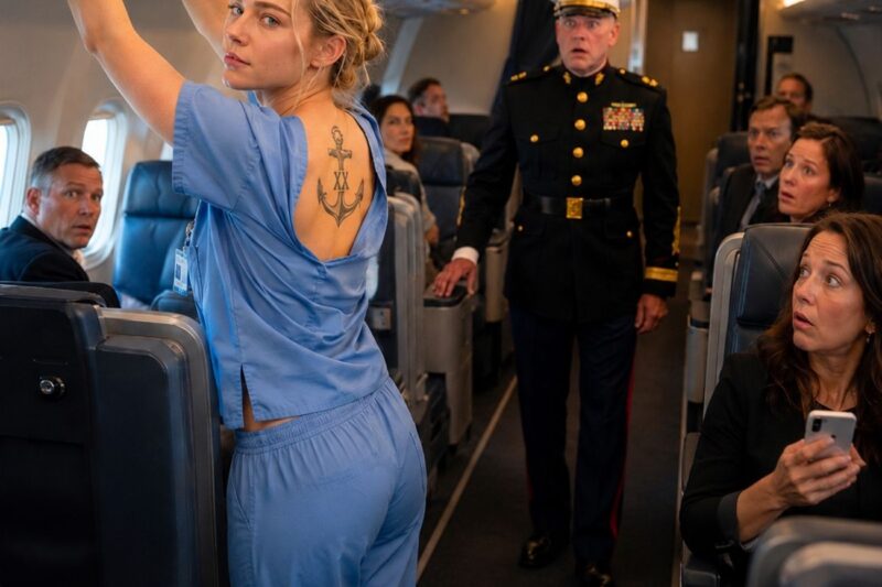 They Laughed at a Nurse in First Class — Until a Marine Commander Saw Her Tattoo and Frozen