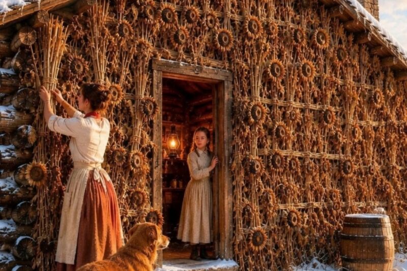 They Thought the Widow Planted Sunflowers Against Her Cabin for Decoration – Until the Blizzard Came