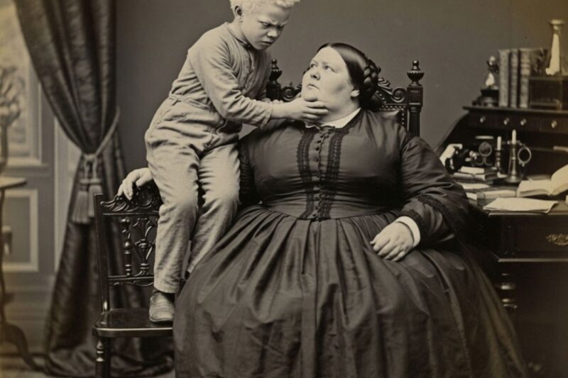 The albino slave boy was left unattended… until an obese plantation owner bought him.