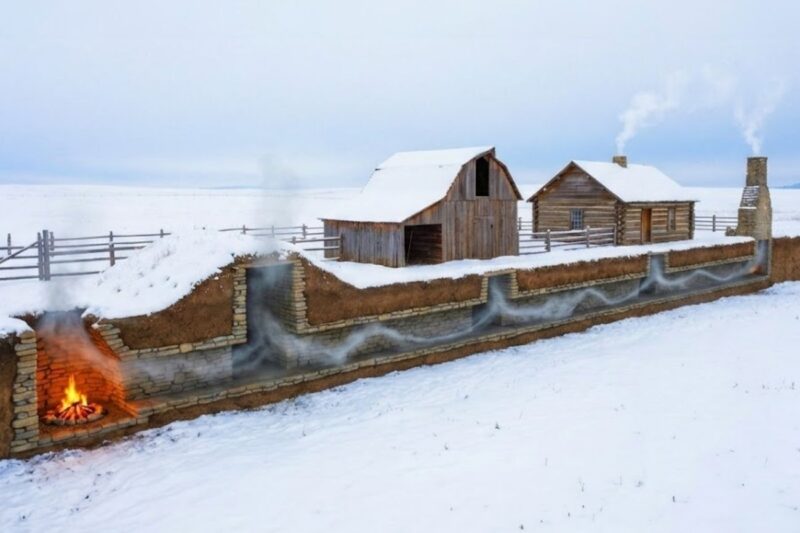 His Chimney Ran Underground for 48 Feet — One Fire Heated Three Buildings