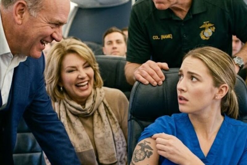 They Laughed at a Nurse in First Class — Until a Marine Commander Saw Her Tattoo and Froze